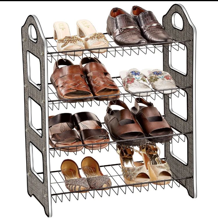 Shoe Chic Footwear organizer with 3/4 Tier Shelves Laminated Bored Elegance shoe Rack