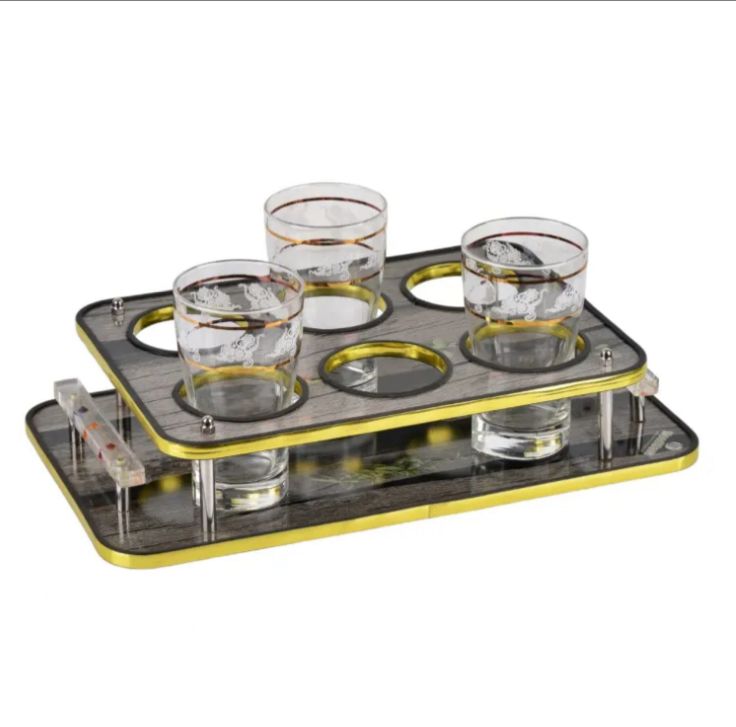 Kitchen marts ,like Glass serving tray with six holes and laminated etc