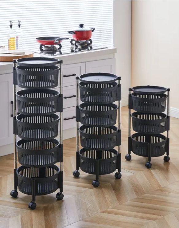 5Tier Square Vagitabal &Fruit Organizer Basket Degree Rotating Moveable Rack for kitchen Storage Baskets