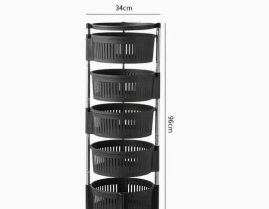 5Tier Square Vagitabal &Fruit Organizer Basket Degree Rotating Moveable Rack for kitchen Storage Baskets