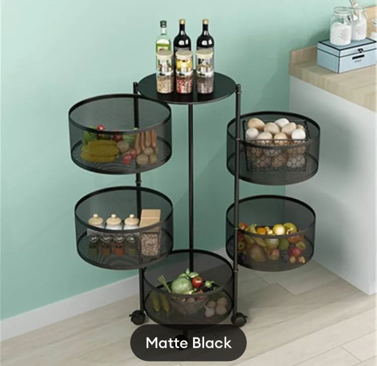 5Tier Square Vagitabal &Fruit Organizer Basket Degree Rotating Moveable Rack for kitchen Storage Baskets